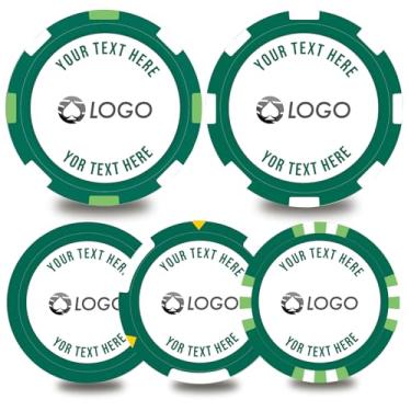 Imagem de pensoda 100-500 fichas de pôquer personalizadas, 5 disponíveis, impressão colorida imagem ou logotipo personalizado, coloque o design em uma ficha de plástico, conjunto para fichas de bar, festa,