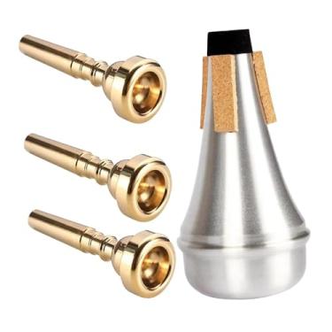 Imagem de YIJU Mute de trompete de com bocal de trompete (3C 5C 7C), mudo reto de trompete para jazz