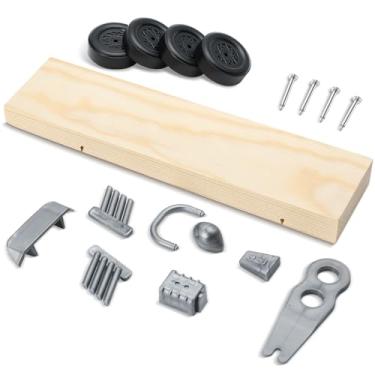 Imagem de Wonderjune Derby Car Kit Includes Pre-drilled Wedge Block, Wheels and Nail-Type Axels Compatible with Pine Wood Derby Car Kit