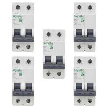 Imagem de 5 Disjuntores Easy9 50A Bifásico 230V 3kA - SCHNEIDER