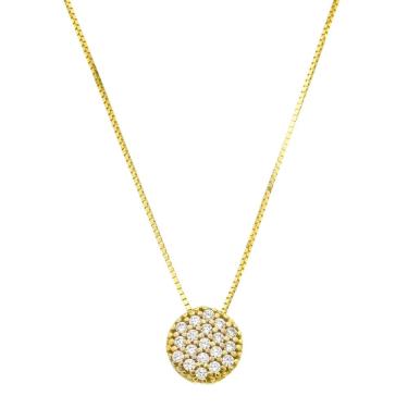 Imagem de Gargantilha De Ouro 18k Corrente 45cm Veneziana Pingente Ponto de Luz