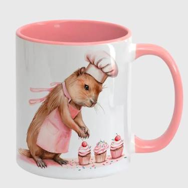 Imagem de Caneca Cerâmica Branca com Rosa CAPIVARA MAMAE BOLO 3