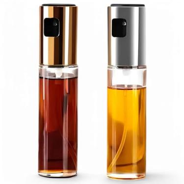 Imagem de Galheteiro Borrifadores Spray para Azeite e Vinagre de Vidro 100ml KIT COM 2 Prateado e Rosê
