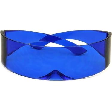 Imagem de In Touch With Style Óculos de sol Futuristic Shield Monobloco Ciclope 100% UV400, Azul liso, One Size