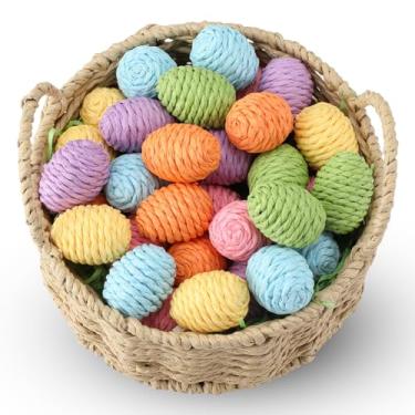 Imagem de Motionchic 18 peças de ovos de Páscoa coloridos de espuma brilhante cesta de páscoa para caça, ovo surpresa criativo para decorações de festa, 4 x 3 cm (multicolorido)