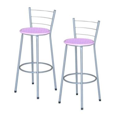 Imagem de Jogo 2 Banqueta Alta Ratan Cinza Retro - Lamar Design, Lilás