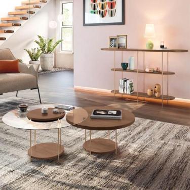 Imagem de Aparador Infinity e Mesas de Centro Sky Castanho - HB Móveis, Castanho