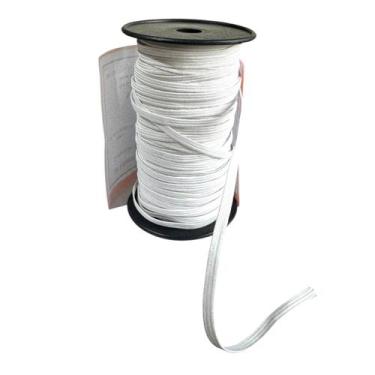 Imagem de Kit 2 rolos Elásticos chato Número 6 de 0.4mm Branco de 50m - Monitex