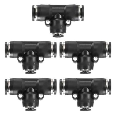 Imagem de HARFINGTON 5 peças de encaixes push to connect tubo de 5/40.6 cm OD x 5/32 polegadas OD, kit de encaixe pneumático de mangueira de ar de conexão rápida de plástico T reduzindo 3 vias conector de