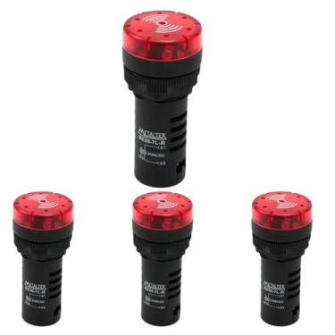 Imagem de 4 Sinalizadores 22mm Sonoro 50dB Led 24Vca/CC - Metaltex