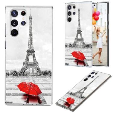 Imagem de Capa para Samsung Galaxy S24 Ultra para meninas mulheres homens, AKORAVO capa protetora completa à prova de choque fina macia TPU transparente para celular para Galaxy S24 Ultra, guarda-chuva vermelho