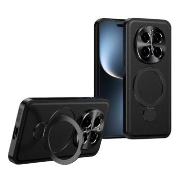 Imagem de FWYANZH Capa de couro para Honor Magic 7 Pro/7, suporte magnético giratório, suporte para celular, capa de proteção de lente com tudo incluído, capa preta, 7Pro