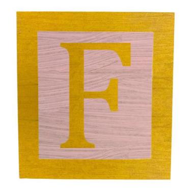 Imagem de Cubo Rosa Letra Amarela com Aplique Festa Chá de Bebê Decoração 8x8x8 