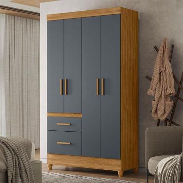 Imagem de Guarda Roupa Solteiro Ambiente Madri 4 Portas Freijó Cinza - Moval