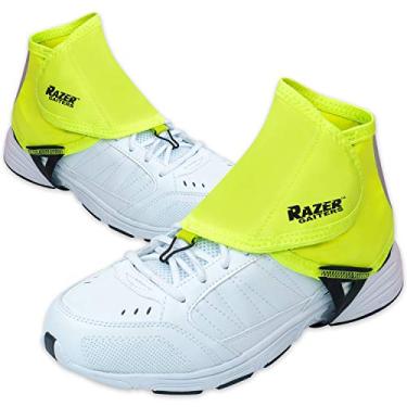 Imagem de Polainas de corrida com listras reflexivas de alta visibilidade verde neon – Calçados e suportes para pescoço para mulheres e homens – Grande, Trail Running Gaiters