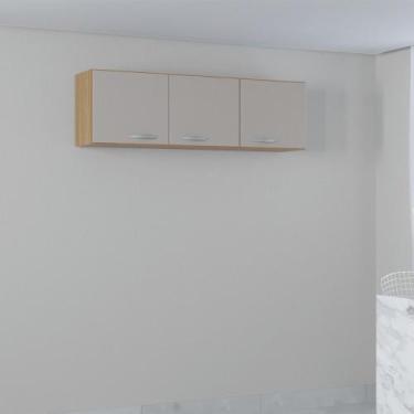 Imagem de Armário Aéreo 3 Portas 120cm A843 Cristal Poquema, Damasco Off White