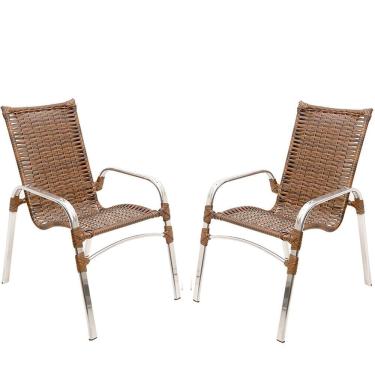 Imagem de 2 Cadeiras Emily Cor Argila, Estrutura Alumínio Polido, área Interna E Externa