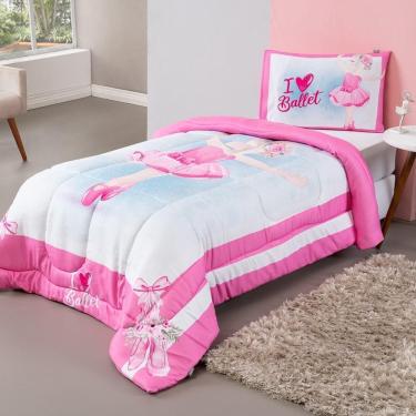 Imagem de Kit Edredom Plush Fofinho Infantil Dupla Face Dream 2 Peças Solteiro - Bailarina