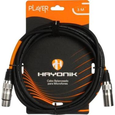 Imagem de Cabo Para Microfone Player Xlr(f) X Xlr(m) 3m Preto Hayonik