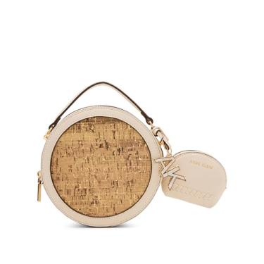 Imagem de Anne Klein Bolsa circular de cortiça com alça conversível, pergaminho, Pergaminho, Small