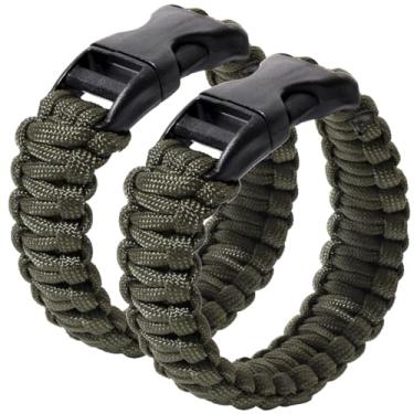 Imagem de Jewever 2 pulseiras masculinas de sobrevivência paracord corda de poliéster trançado para emergências ao ar livre para homens e mulheres, 7.5, Poliéster, Sem Pedra Preciosa
