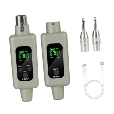 Imagem de MERIGLARE Conjunto de receptor do transmissor XLR sem fio Conjunto de microfone XLR Definir dispositivos de transmissão sem fio de áudio para desempenho ao vivo, Cinza, 1 Por 1