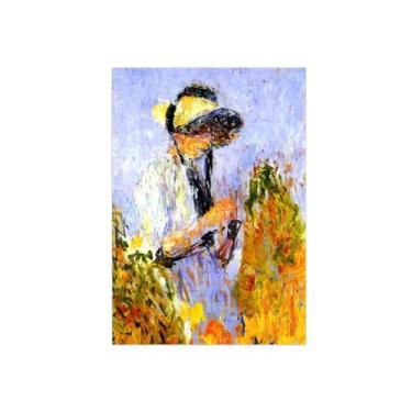 Imagem de Imagens modernas para sala de estar - impressão em tela - reprodução de pintura de parede famosa - mulher com chapéu de palha - pôster e impressões 20 x 30 cm 8 x 12 polegadas sem moldura