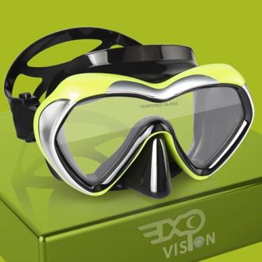 Imagem de EXP VISION Máscara de Mergulho Antiembaçante, Óculos de Mergulho Panorâmicos, Máscara de Natação Espelhada para Adultos, Óculos de Natação de Lente Única com Proteção Nasal para Mergulho, Mergulho Com