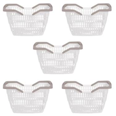 Imagem de Kit 5 Cestas de Compras Supermercado 12 Litros Com Alça (Branco)