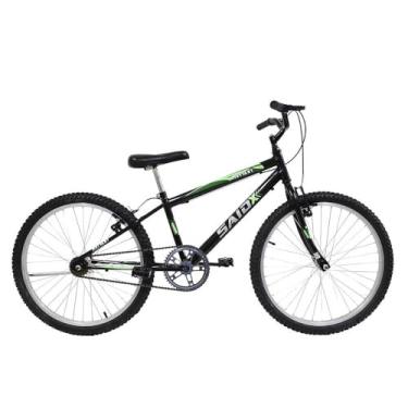 Imagem de Bicicleta Aro 24 Bike Sem Marchas Feminina e Masculina Saidx Premium, Quadro em Aço, Freio V-Brake (Preto/Verde)