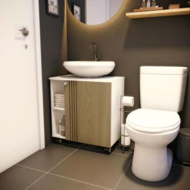 Imagem de Gabinete Pia Banheiro Branco/Freijo - Olivar Móveis