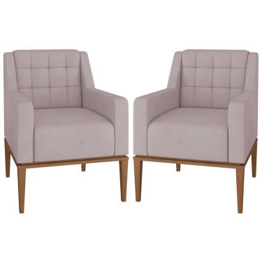 Imagem de Kit 2 Poltronas Sala de Estar Madonna Suede Rosê Gran Belo