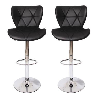 Imagem de Kit 2 Banquetas Estofadas c/encosto p/Cozinha Gir. Preta