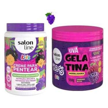 Imagem de Kit Creme Pentar Cachinhos Brilhantes Uva 1kg e Gelatina Modeladora Ki