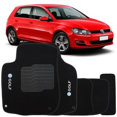 Imagem de Jogo de Tapete Automotivo Carpete Volkswagem Vw Golf 2014 à 2018 Soft Logo Bordado 5 Peças