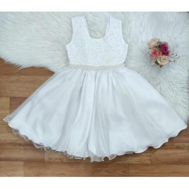 Imagem de Vestido infantil branco regata com strass - giovanella, Branco, 1