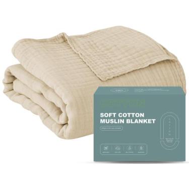 Imagem de Cobertor de cama Cosy Family, algodão musselina, 4 camadas, bronzeado 