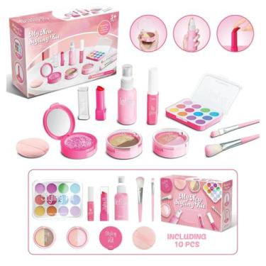 Imagem de Meninas Jogam Conjunto De Maquiagem Cosméticos Falsos Batom Em Pó Blus