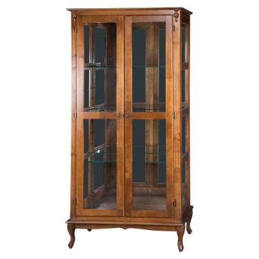 Imagem de Cristaleira de Vidro e Madeira Luís XV com 2 Portas e Espelho - 1075-E