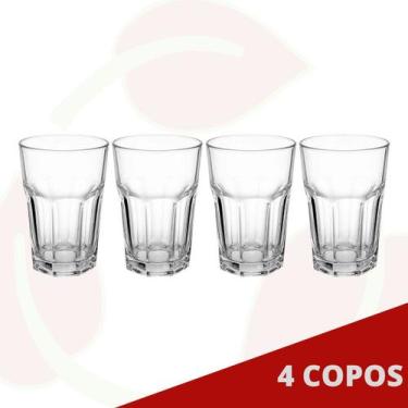 Imagem de Jogo De Copos Alto Resistente 350ml Vitamina suco 4 Unidades - PRATICA