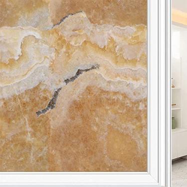 Imagem de Película de janela de privacidade de mármore, textura de estilo mármore, filme de vidro para sala de estar e escritório em casa, L90 x C 190 cm