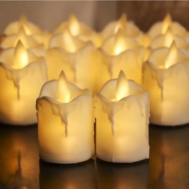 Imagem de Kit 12/24 Velas Led Eletrônica Chama Amarela Escorrida (12 Velas (modelo 1))