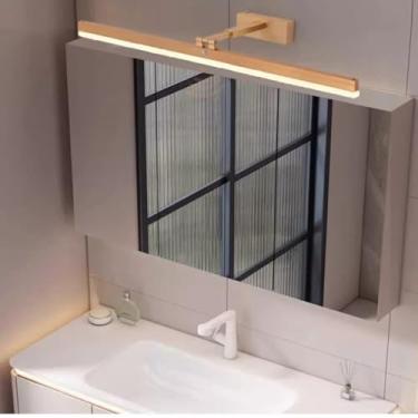 Imagem de Luz LED para espelho de banheiro telescópica 180° com sensor de movimento lâmpada de parede moderna interna à prova d'água para vaidade hotel sala de estar (luz quente dourada, 70 cm)