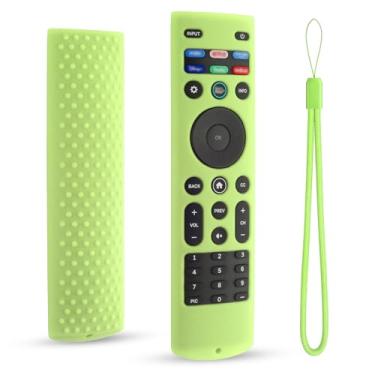 Imagem de DUOLAXMENG Capa de silicone para controle remoto Vizio XRT140, capa protetora para controle remoto Vizio Smart TV com cordão, antiderrapante (verde-claro)