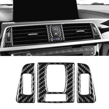 Imagem de WINKA Interior de fibra de carbono compatível com console central BMW F30 Acabamento de saída de ventilação de ar condicionado Série 3/4 3GT F34 F36 2013-2019 425i 330i Painel Central do Carro Botão