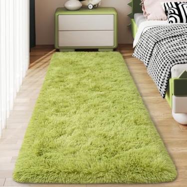 Imagem de Ailyei Tapetes macios para corredores de quarto, 5 x 15 cm, verde grama, felpudo, antiderrapante, para dormitório, tapete peludo longo para berçário, sala de estar