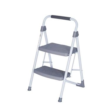 Imagem de DEZEX Escada de degrau dobrável com 2 degraus, escada com pega, banqueta para adultos, ergonômica, dobrável, banqueta dobrável de 2 degraus com pedal antiderrapante, multiuso para uso doméstico e