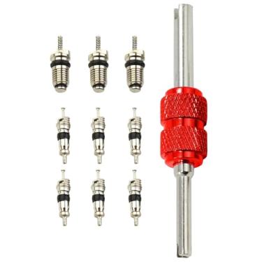 Imagem de Núcleo de válvula CA | Ferramentas automotivas de ar condicionado, conjunto de 10 kit de núcleo de válvula CA para manutenção de ar condicionado, HVAC, automotivo, refrigeração