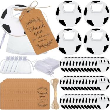 Imagem de Layhit 36 conjuntos de abridores de garrafas esportivos com sacos de organza, etiquetas de agradecimento, abridor de garrafas de bola, presentes engraçados para homens, mulheres, entusiastas de