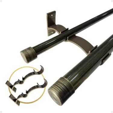 Imagem de Kit 3 Suporte Duplo Comum Perfil Varão Cortina 19.28mm Ilhós Argola In